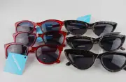 6 PACK FGX SUNGLASSES MIXED 100% UVA/UVB 3 RED ROUND & 3 LEOPARD CATEYE
