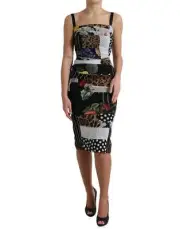 Dolce&Gabbana Women Multicolor Dress Silk Patchwork Pattern Bodycon Wrap IT 40 S