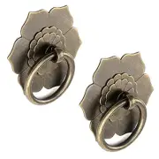 Drop Ring Knobs Antique Bronze Tone Ring Pulls Flower Shape Dresser Drawer