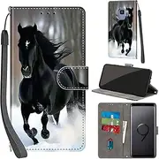 Case for Samsung Galaxy S9 Case Premium PU Leather Flip Wallet Cover with Card Slots Kickstand Magnetic Book Cover Compatible with Samsung S9 Cover - Horse