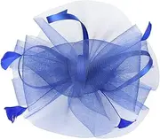[BESPORTBLE] Bridal Tiara Tea Party Hat Women's Fascinator Headband Mesh Fascinator for Banquet Wedding Blue