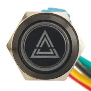 APS Illuminated Metal Latching Push Button Switch - Black, Hazard Lights