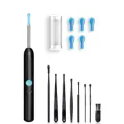Wireless Ear Wax Removal Visual Ear Pick 6 LED Endoscope Otoscope with 8 Handheld Ear Sets -Black