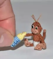 Dollhouse Miniature Baby Monkey Handmade Toy Pet Stuffed Animal Lover Gift Idea