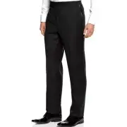 Mens Black Tuxedo Pants 100% Wool NEW Adjustable Waist Satin Stripe