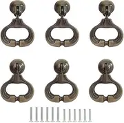 Vintage Drawer Pulls - Drop Ring Cabinet Pulls，6PCS Antique Knobs for Dresser Drawers Cupboards Decorative Vintage Furniture Hardware Single Hole Red Bronze Knob (Bronze)