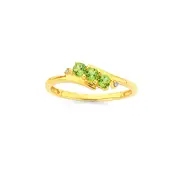 9ct Gold, Peridot & Diamond Ring in Green