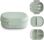 [mushie] Lunchbox | Children's Lunch Box Snack Box for Kindergarten and School | Divider & Compartments with Lockable Lids | Includes 1x Set of Cutlery Fork and Spoon | (Sage)