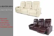 Electric Recliner Chair Sofa Leather 3 Seater Electroplated Cupholder OKIN Motor