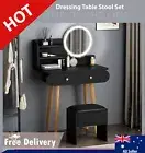 Dressing Table Stool Set Makeup Mirror Vanity Desk LED Lights Black ALFORDSON