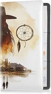 [Caihoyu] Pu Leather Auto Registration Insurance & ID Card Holder Men Women Prefect Car Essentials Wallet for Documents, Cards, License Western Cowboy Dream Catchers