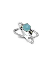 Samuel B. 18K & Silver 1.20 ct. tw. Aqua X Ring