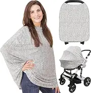 KeaBabies Nursing Cover for Breastfeeding - Breathable Car Seat Covers for Babies, Multi-Use Privacy Nursing Covers, Stretchy Baby Car Seat Cover for Girls, Boys Stroller Cover Canopy (Herringbone)