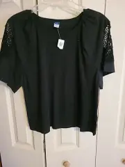 Women's Old Navy Black Lace Sleeve Top Small