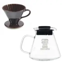 在飛比找momo購物網優惠-【MILA】日本製 織部燒 咖啡濾杯02(附耐熱玻璃壺600