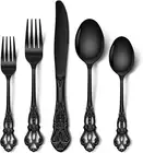 40 Pcs Black Silverware Set, Gorgeous Retro Royal Silverware Set for 8