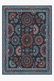 305' x 425' | Machine Washable Runner Rug | Kid & Pet Friendly | Indoor Rug | Iris Apfel Suzani Mosaic Navy Multicolour Rug | Ruggable