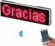 ​Bluetooth LED Digital Badge - Rechargeable Scrolling Name Tag with App Control, 16H Battery, Magnet/Pin Fixation for Events, Hotels & Business Promotions​ Red,General