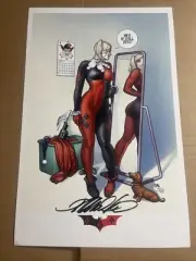 FRANK CHO HARLEY QUINN #17 STILL FITS SIGNED 11x17 dc comics batman joker mirror