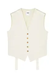 Day Birger ET Mikkelsen Rudy Satin and Twill Waistcoat - Ivory - 38 (UK12 / M) 38 (UK12 / M)