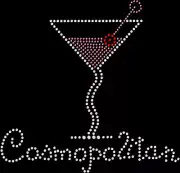 Rhinestone Bling Sparkle Iron On Transfer DIY Cosmopolitan Drink Glass