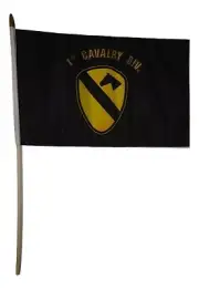 12x18 12"x18" Lot of 12 (Dozen) Cavalry Division Black Stick Flag wood staff