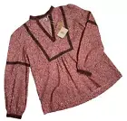 NWT Faherty Aurora Top Blouse, VLK Mauve Leaf Batik Pink WTF2214 women’s XS $158