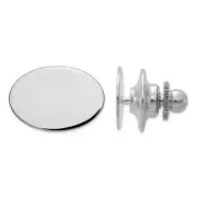 14k 14kt White Gold Oval 16mm X 11mm Polished Tie Tac