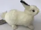 Hansa Creations White Crouching Bunny Rabbit "Most Realistic' Plush Bunny NWT