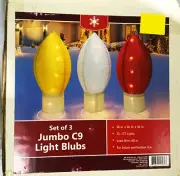 Vintage Christmas Light Up Yard Art Jumbo Figural “Light Bulbs” Set Of 3