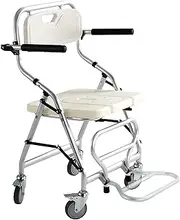 4-in-1 Shower Commode Wheelchair, Folding Commode Chair Mobile Bedside Commodes Waterproof Wheelchair Shower Transport Chair For Elderly, Pregnant Women And Disabled