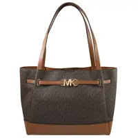 在飛比找momo購物網優惠-【Michael Kors】經典MK LOGO印花拼接金屬釦