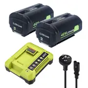Replacement 2 Battery and Charger for Ryobi Cordless Power Tools OP4050A RBC3600E RBC36X26B RBL364 BPL3650D RBV36B RHT36C60R15 RY40410 BPL3626
