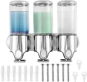 3 Chamber Shower Soap Dispenser, 304 Stainless Steel Wall Shampoo and Conditioner Dispenser, Shower Shampoo Holder, Simple Human Soap Dispenser Automatic for Home Bathroom Hotel