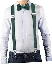 [GAROZATION] Boys and Girls Suspenders Bow Set Tuxedo Suspenders Hair Bow Adjustable