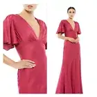 Mac Duggal 55402 Long Formal Satin Evening Dress Pink Raspberry Size 4 NWT