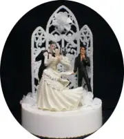 Black suit Elvis Presley King Las Vegas Wedding cake topper Bride Groom top