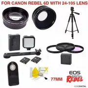 WIDE ANGLE LENS TELEPHOTO LENS + VIDEO KIT FOR CANON EOS 6D with 24-105mm Lens