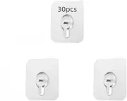 Naisfei 30 PCS Adhesive Hanging Nails Wall Hook Hanger, 8mm Adhesive Wall Mount Screw Hooks Non-Trace No Drilling Stickers Screw Hanging Nails for Bathroom Kitchen Shower Room