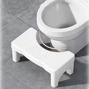 Toilet Stool Squat Adult and Childen 17cm Foot Stool for Pooping, Heavy Duty Plastic Squatting for Bathroom, Non-Slip Surface, White