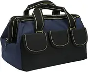18in Tool Bag, Portable Multi Pockets Wide Mouth Tool Tote Tool Storage Bag, Heavy Duty Waterproof 1680D Oxford Fabric Tool Bag Organizer for Home DIY and Professional Use