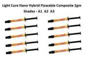10 x D Tech Dental COMPO FLO LC Nano Hybrid Flowable Composite 2g SHADE A1 A2 A3