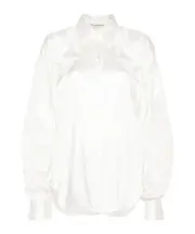 Ermanno Scervino Lace-Panelled Drop Shoulder Satin Shirt IT44,IT38,IT46 White