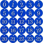 StayMax Acrylic ID Number Tags Key Tags with Key Rings (0-25, Blue)