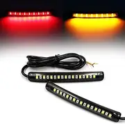 FXC 2X Universal Flexible LED Turn Signal Tail Brake License Plate Light Integrated for Motorcycle Bike ATV Car RV SUV, Brake/Running Tail Light(2Pack) (Amber Red)
