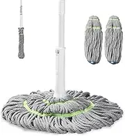 BOOMJOY Twist Mop, Self-Wringing Wet Mop for Floor Cleaning, Microfiber Ratchet Tornado Mop, 3 Resuable Heads