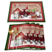 NNEOBA Linen Christmas Faceless Gnome Printed Table Placemat Pad