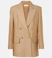 [Max Mara] Max Mara Double-breasted linen blazer UK 14 brown