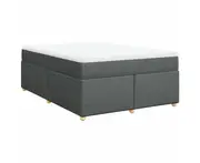 vidaXL Box Spring Bed with Mattress Dark Grey Double Fabric