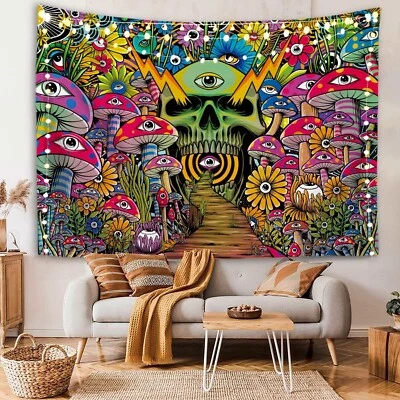 Mushroom Tapestry Trippy Large Bed Room Decor Hippie Aesthetic Wall Art 51x60